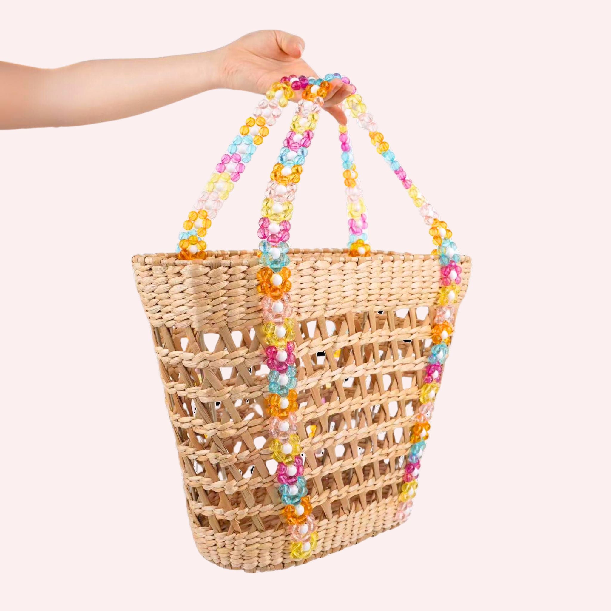 Beaded Woven Rattan Daisy Purse – By Jenna Lee