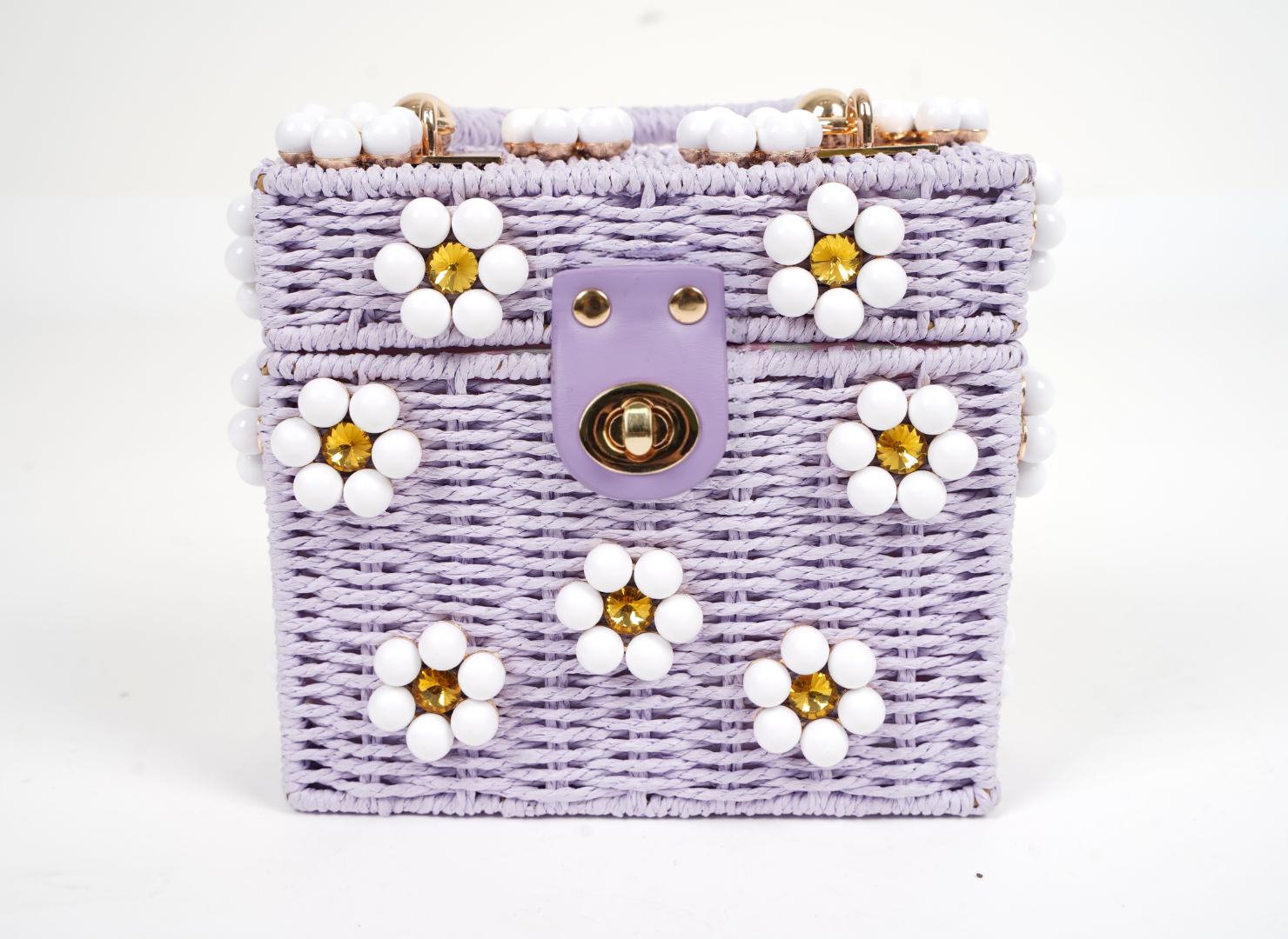Beaded Woven Rattan Daisy Purse – By Jenna Lee